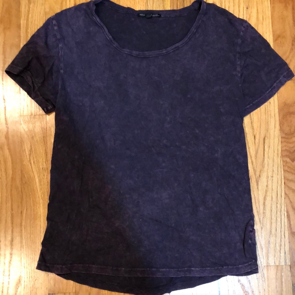 Purple and black tie dye T-shirt with back cutout